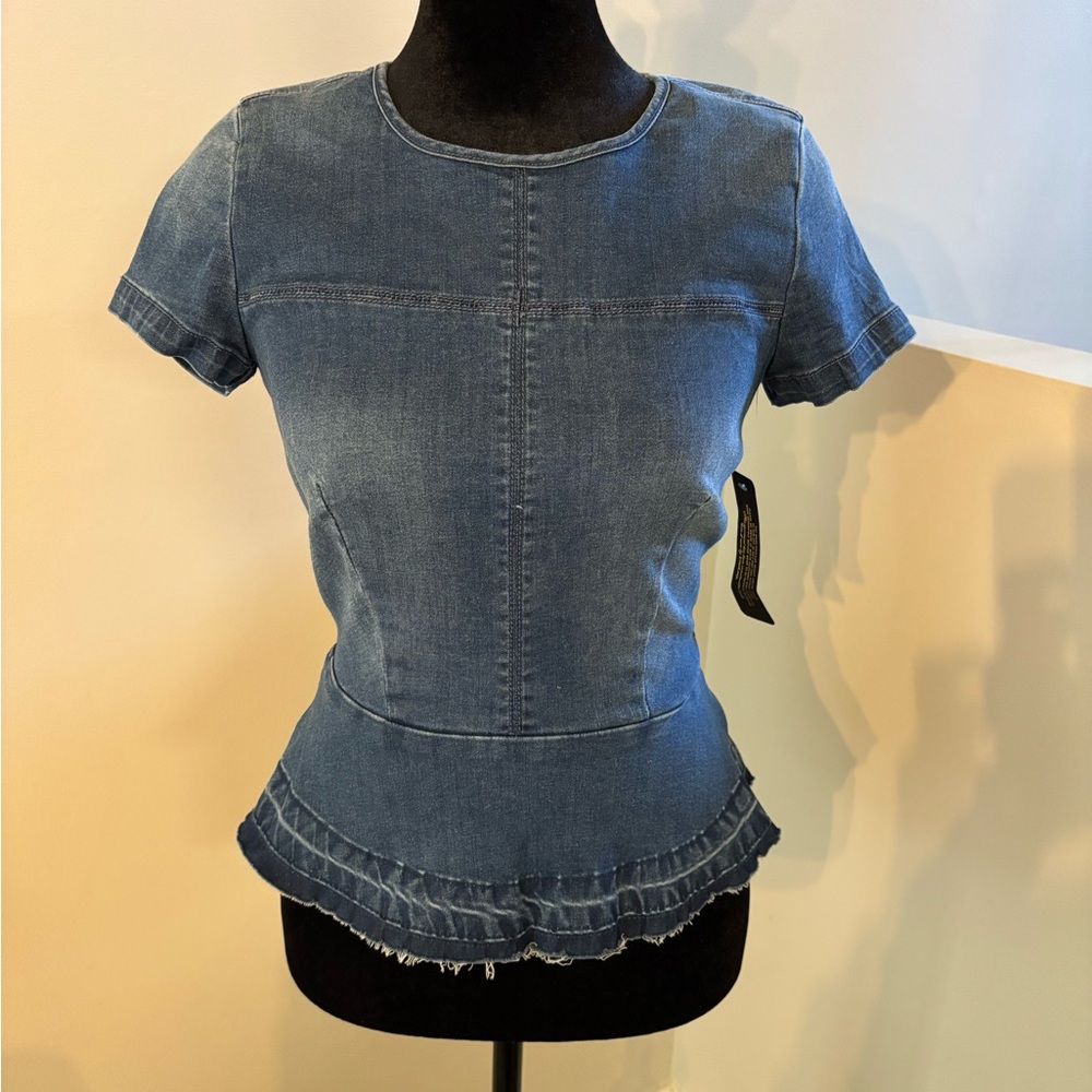 Brand New bebe Denim Peplum Top